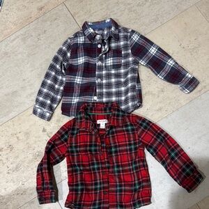 Cat & Jack and wonder nation Red and Blue Button flannel shirts 3T